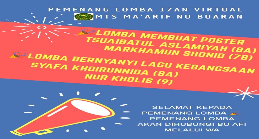 Pengumuman Pemenang Lomba 17an Virtual MTs Ma'arif NU Buaran