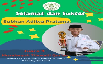 Subhan Aditya Pratama : Raih Juara 3 Lomba MTQ