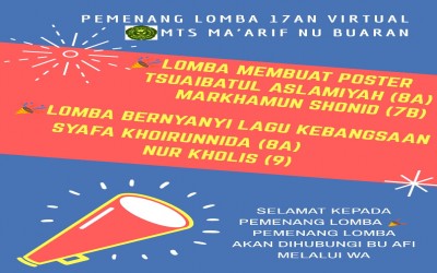 Pengumuman Pemenang Lomba 17an Virtual MTs Ma'arif NU Buaran